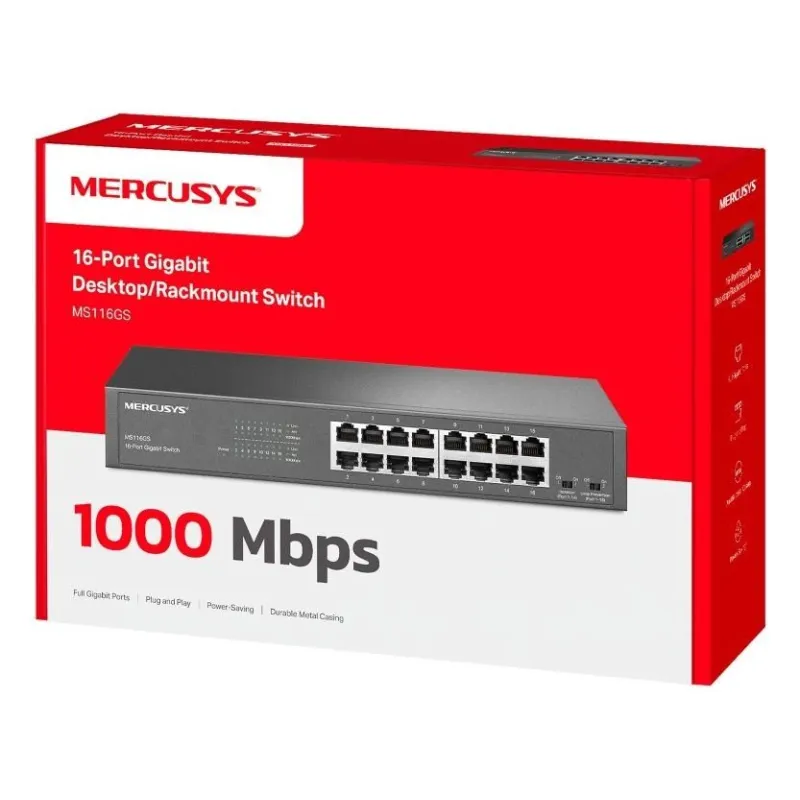 Switch-MERCUSYS-MS116GS-16x10Base-T - 100Base-TX - 1000Base-T-MS116GS