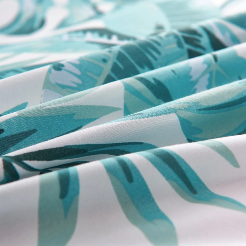 vidaXL gultasveļas komplekts, lapu raksts, zaļš, 140x200-60x70 cm