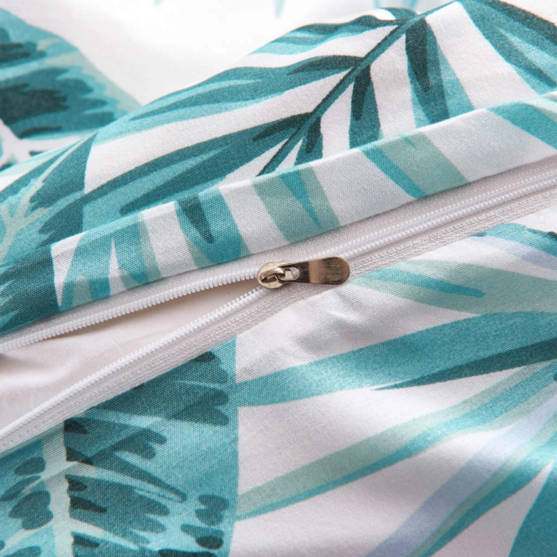 vidaXL gultasveļas komplekts, lapu raksts, zaļš, 140x200-60x70 cm