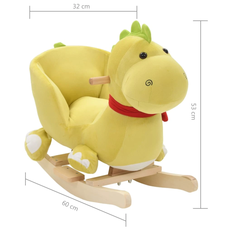 vidaXL rotaļu šūpuļkrēsls ar atzveltni, 60x32x50 cm, pūķis, zaļš