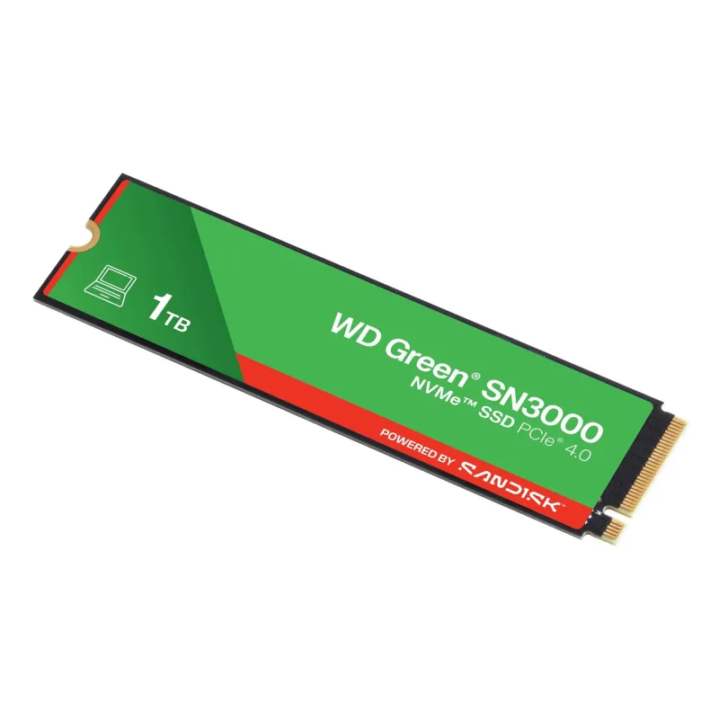 SSD-SANDISK-150xTBW rating-MTBF 1.75 h-NVMe Yes-PCI Express 4.0-M.2-1000 GB-POWERED BY SANDISK-Green-WDS100T4G0E