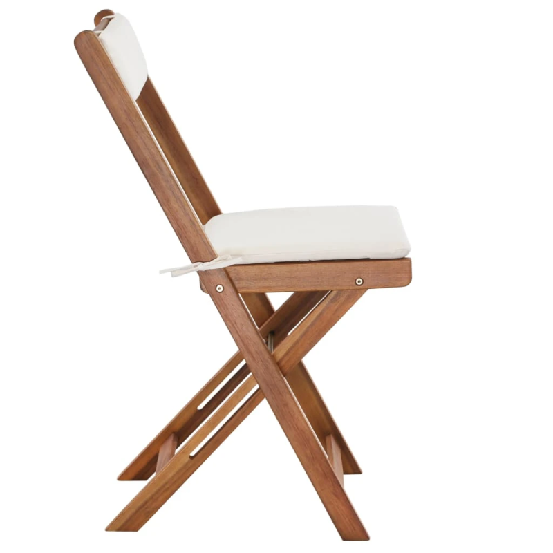 vidaXL 3-daļīgs bistro mēbeļu komplekts ar matračiem, akācijas koks