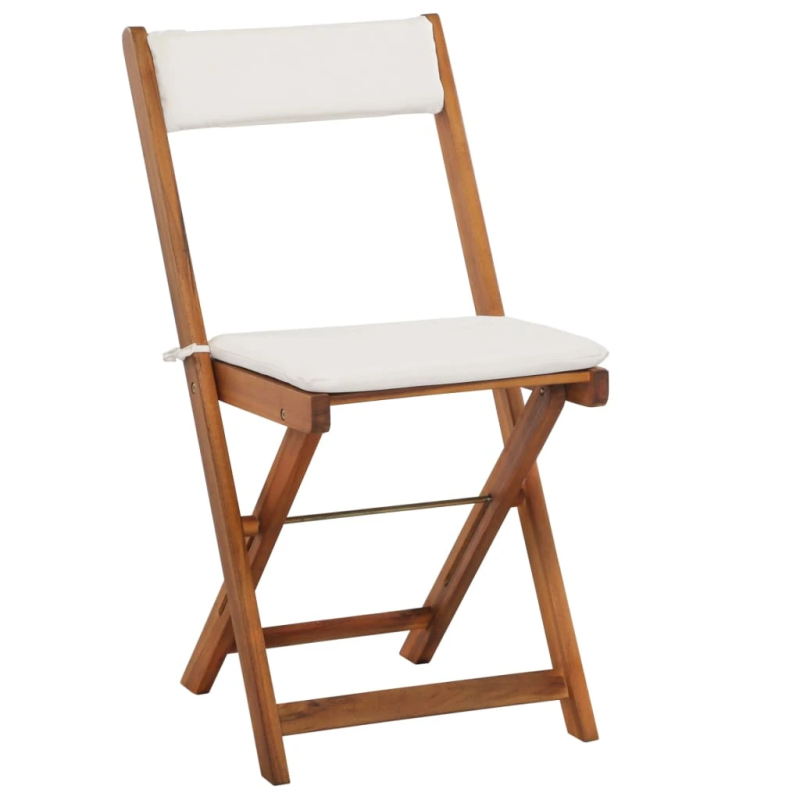 vidaXL 3-daļīgs bistro mēbeļu komplekts ar matračiem, akācijas koks