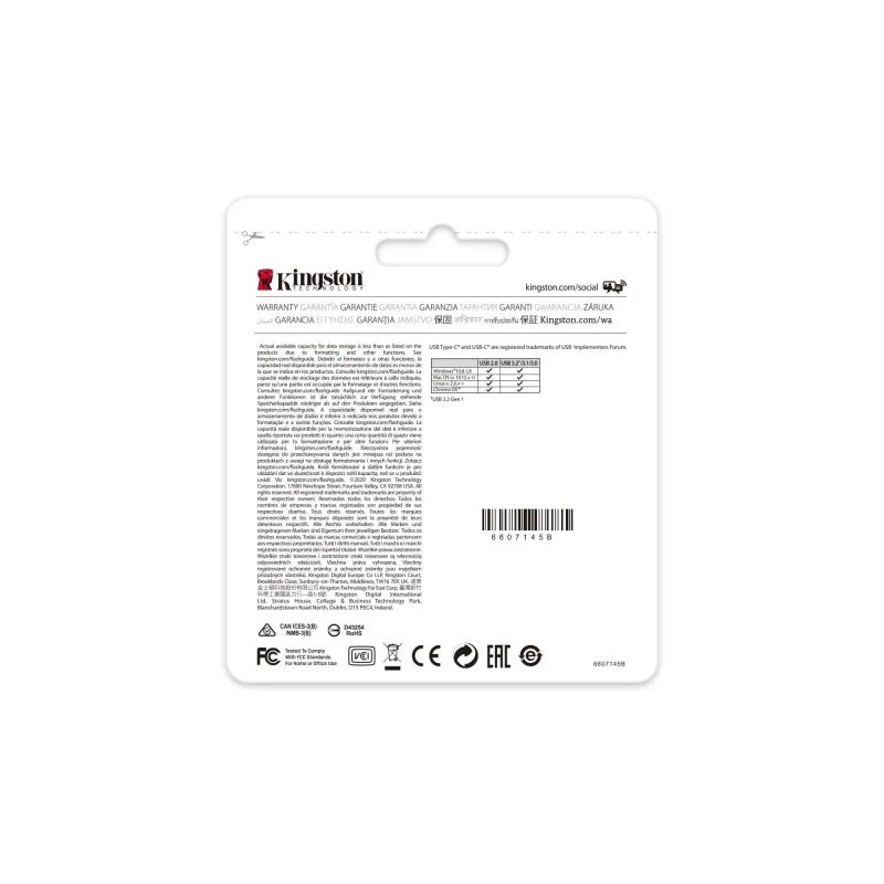 Memory drive flash usb-c 128gb-dt70-128gb kingston