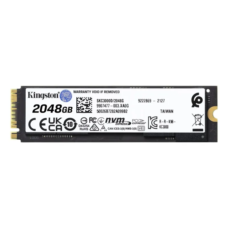 SSD-KINGSTON-KC3000-2TB-M.2-NVMe-3D TLC-Write speed 7000 MBytes-sec-Read speed 7000 MBytes-sec-MTBF 1800000 hours-SKC3000D-2048G