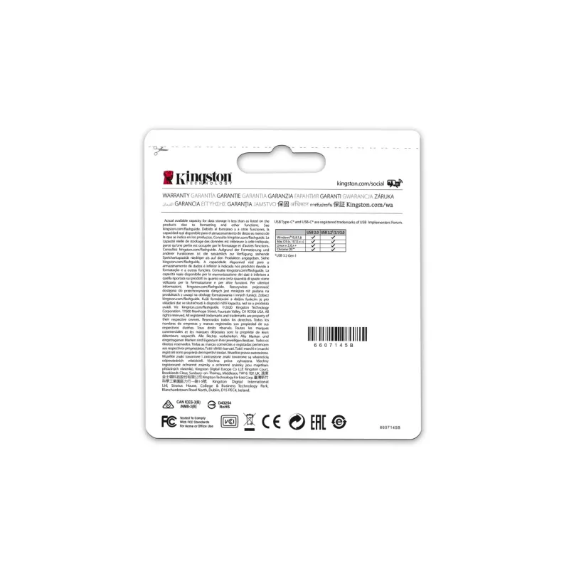 Kingston - DataTraveler - DT Micro Duo 3C - 256 GB - USB Type-C and Type-A - Purple