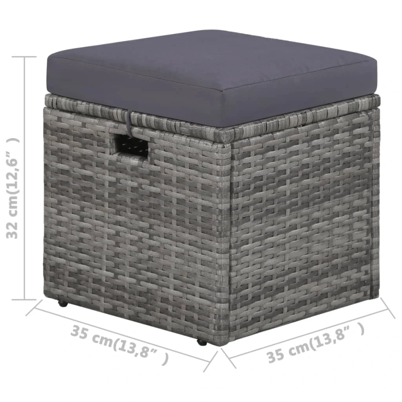 vidaXL 4-daļīgs dārza atpūtas mēbeļu komplekts ar matračiem, pelēks PE