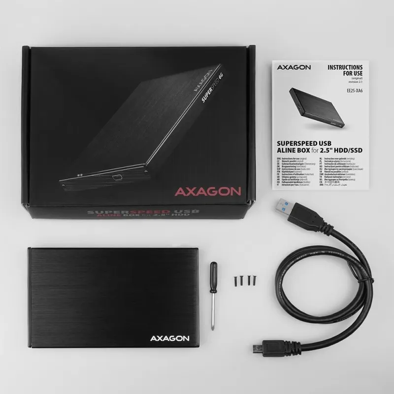 Hdd acc enclosure 2.5-usb3.2 ee25-xa6 axagon