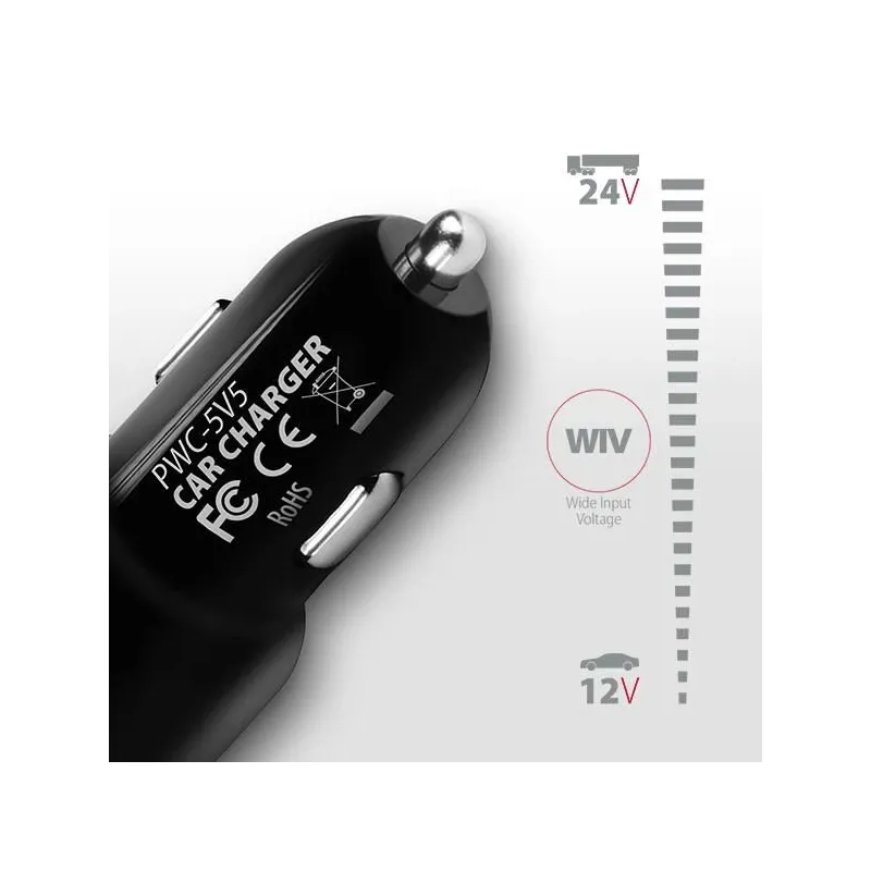 Mobile charger car usb 2port-24w pwc-5v5 axagon
