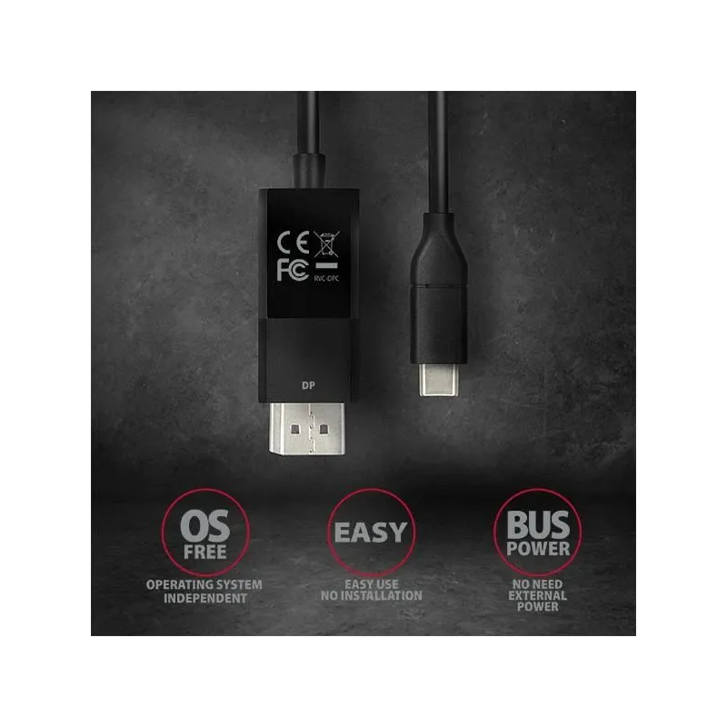 Cable usb-c to dp 1.8m-rvc-dpc axagon