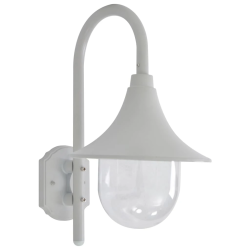 vidaXL dārza sienas lampa, E27, 42 cm, alumīnijs, balta