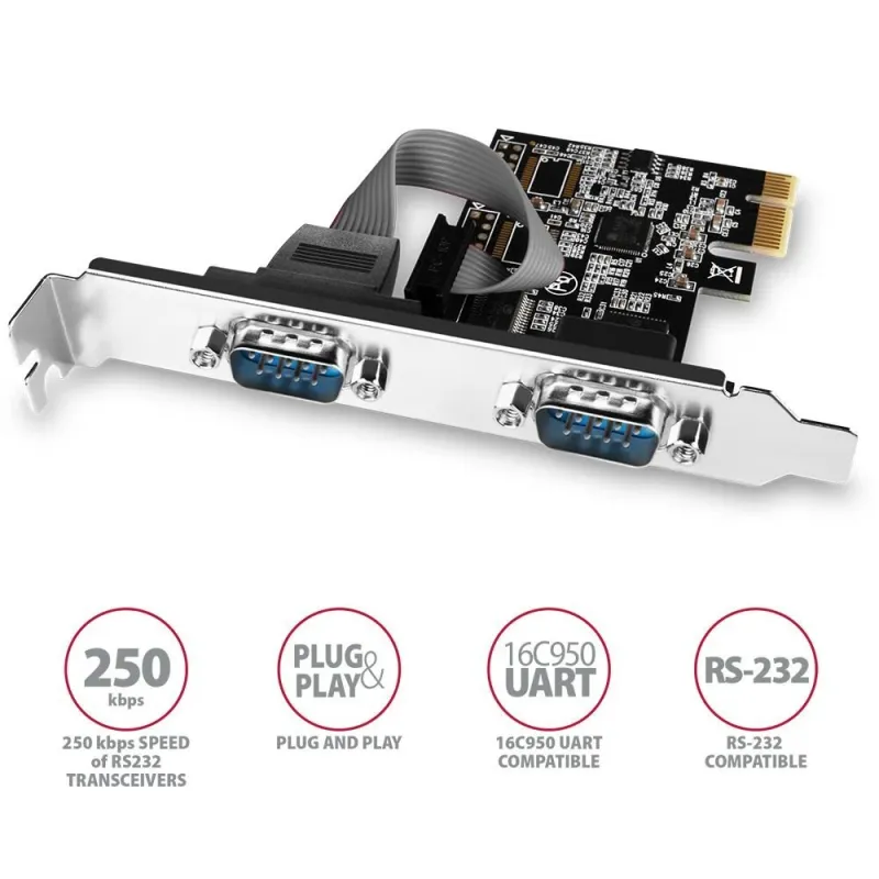 AXAGON PCI-Express card with two 250 kbps serial ports - PCEA-S2N