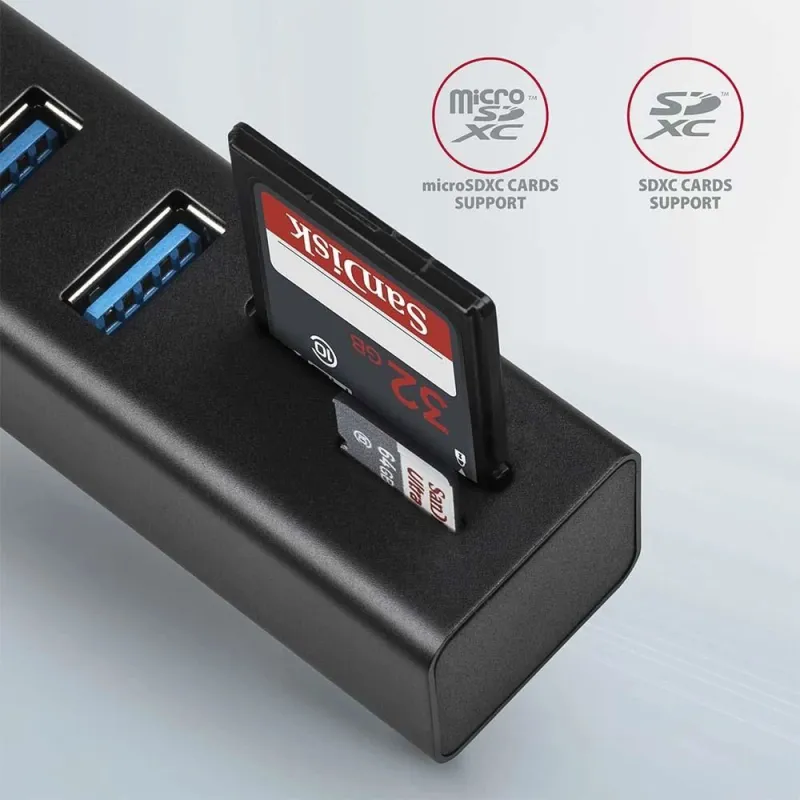 I-o hub usb3.2 3p sd-microsd-0.2m hma-cr3a axagon