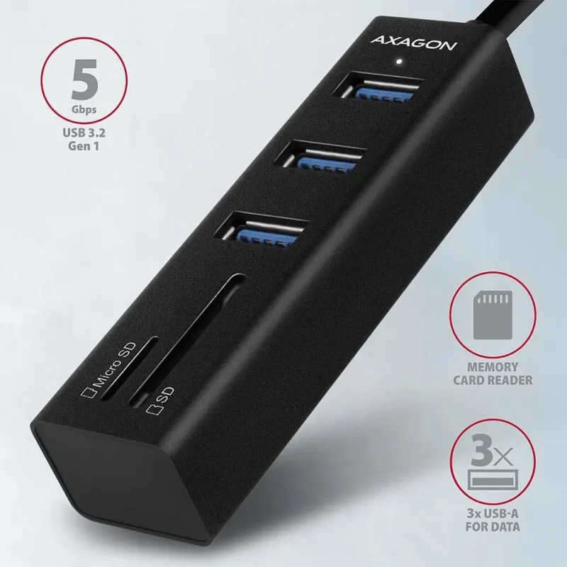 I-o hub usb3.2 3p sd-microsd-0.2m hma-cr3a axagon