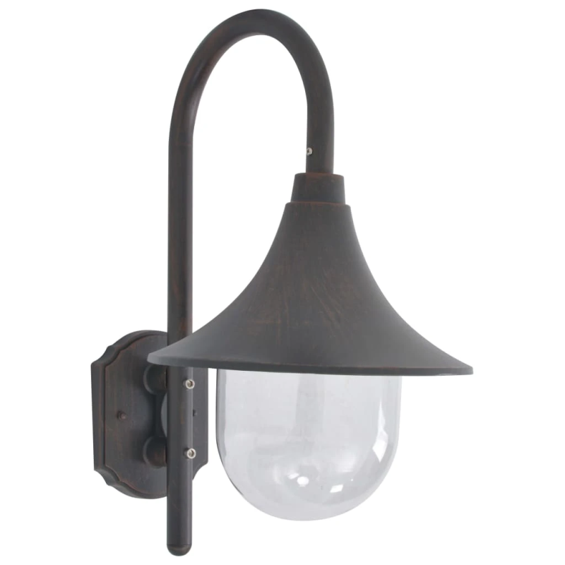 vidaXL dārza sienas lampa, E27, 42 cm, alumīnijs, bronzas krāsā