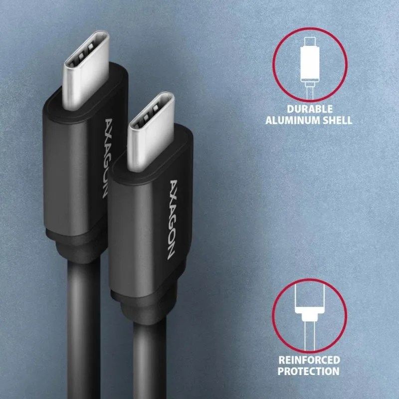Cable usb-c to usb-c 0.6m 60w-twister blk bucm-cm10tb axagon