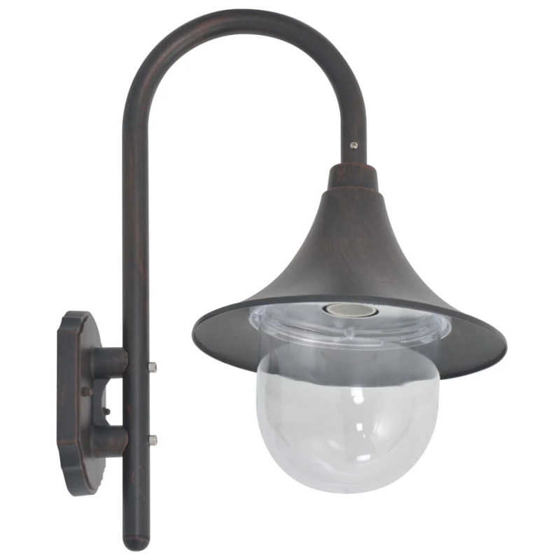 vidaXL dārza sienas lampa, E27, 42 cm, alumīnijs, bronzas krāsā