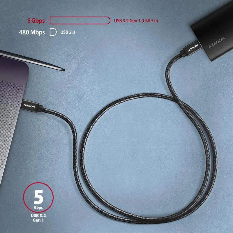 AXAGON Data and charging USB 3.2 Gen 1 cable, 1 m - BUCM3-CM10AB - USB Type C - USB Type C