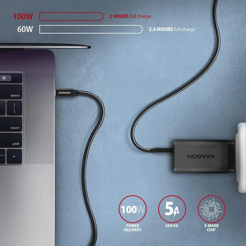 Cable usb-c to usb-c 1m 100w-black bucm32-cm10ab axagon