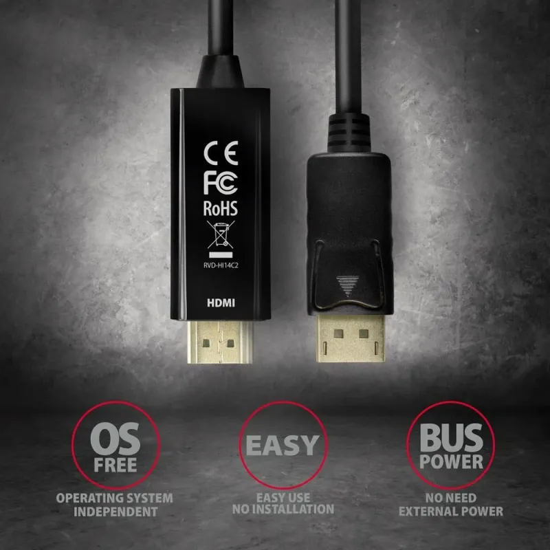 AXAGON - Active cable - DisplayPort to HDMI - 1.8 m