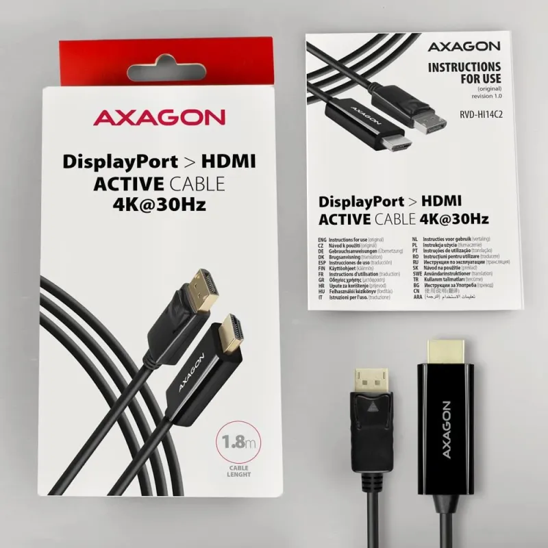 AXAGON - Active cable - DisplayPort to HDMI - 1.8 m