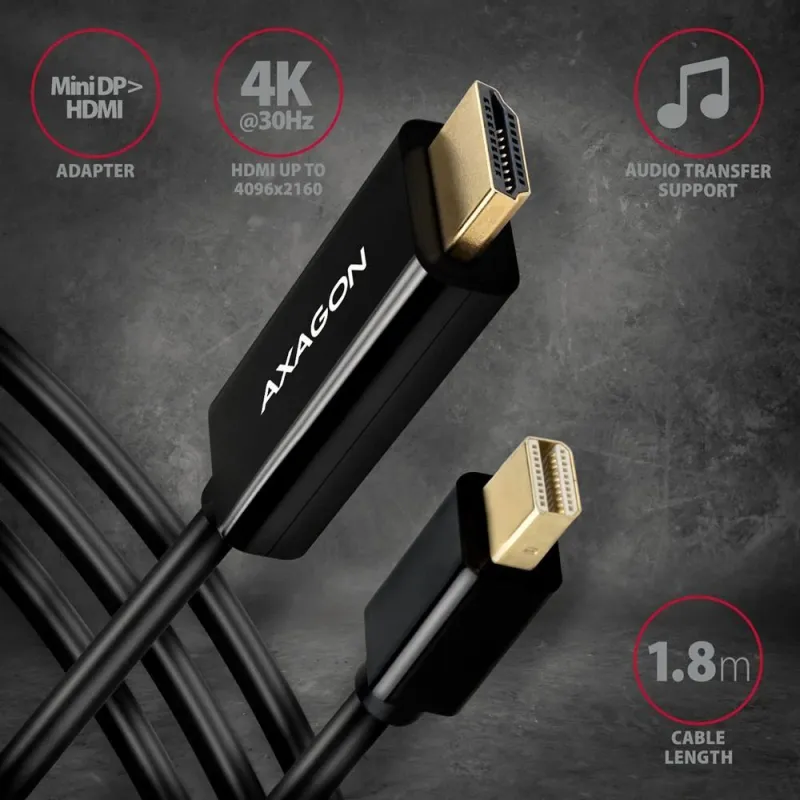 Cable mini dp to hdmi 1.8m-rvdm-hi14c2 axagon