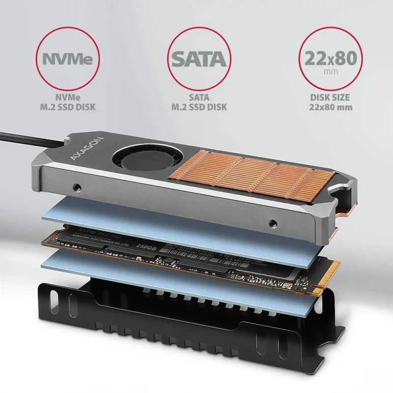 Ssd acc cooler m.2 copper fan-clr-m2fan axagon