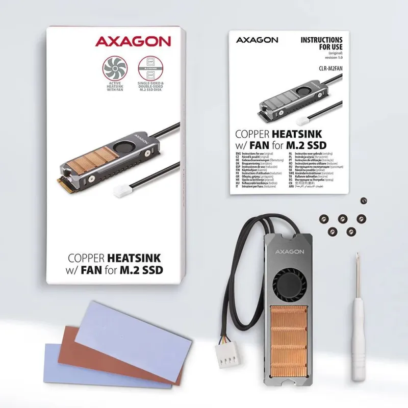 Ssd acc cooler m.2 copper fan-clr-m2fan axagon