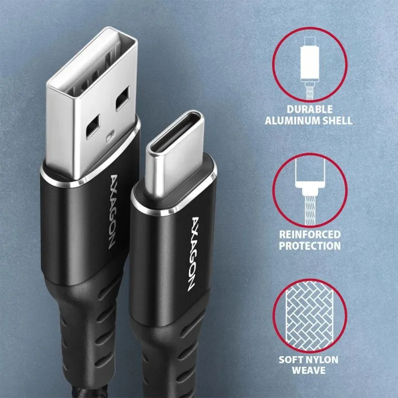 AXAGON Data and charging USB 2.0 cable, 1 m - BUCM-AM10AB - USB-C to USB-A