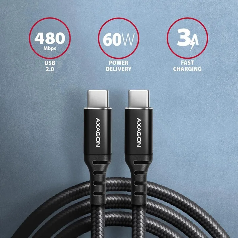 AXAGON Data and charging cable, 1m - BUCM-CM10AB - USB Type C to USB Type C
