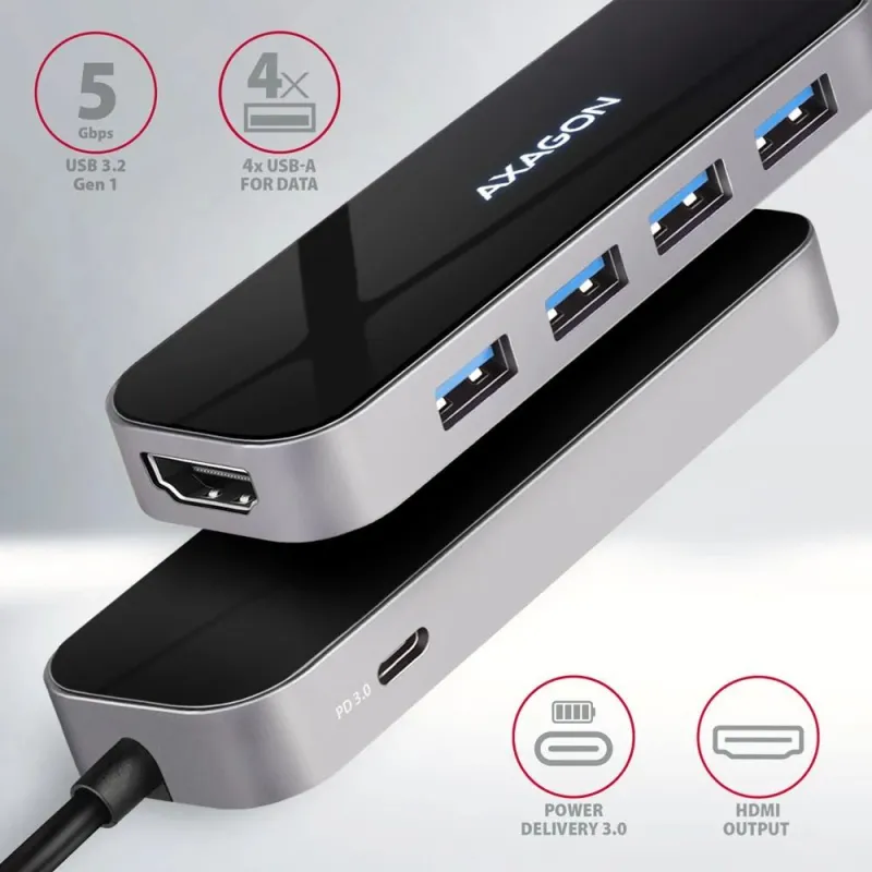 I-o hub usb-c 6in1-0.2m hmc-6h4a axagon