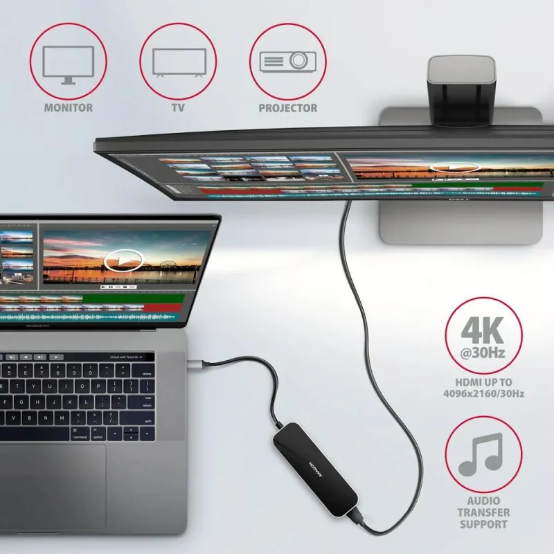 I-o hub usb-c 6in1-0.2m hmc-6h4a axagon