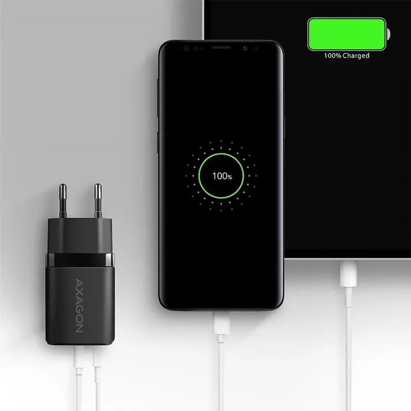 Mobile charger wall usb 30w-2port black acu-pq30 axagon