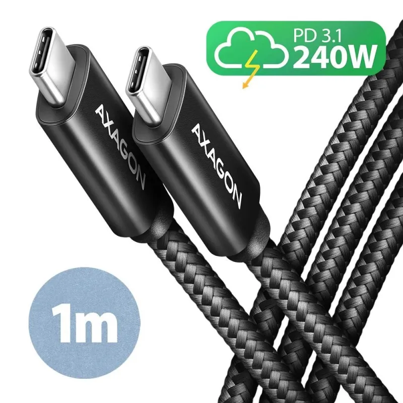 Cable usb-c to usb-c 1m 240w-braid blk bucm2-cm10ab axagon