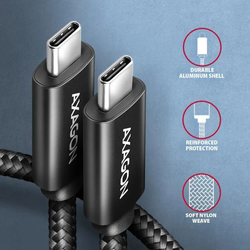 Cable usb-c to usb-c 1m 240w-braid blk bucm2-cm10ab axagon