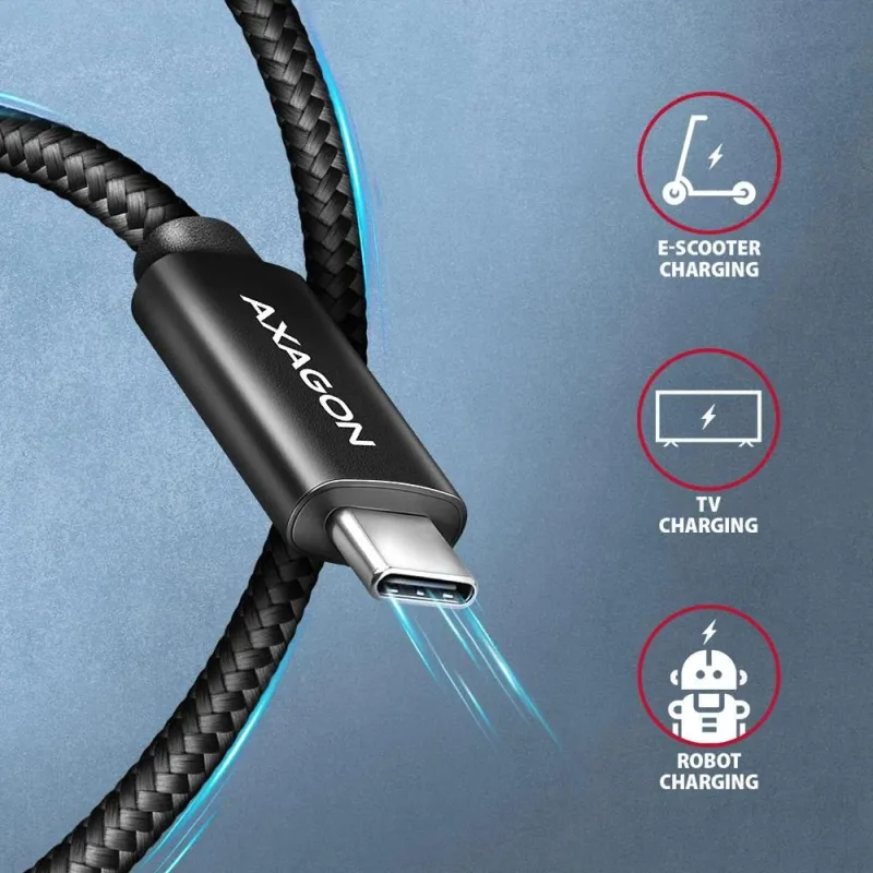 Cable usb-c to usb-c 1m 240w-braid blk bucm2-cm10ab axagon