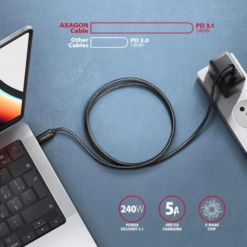 Cable usb-c to usb-c 1.5m 240w-braid blk bucm2-cm15ab axagon