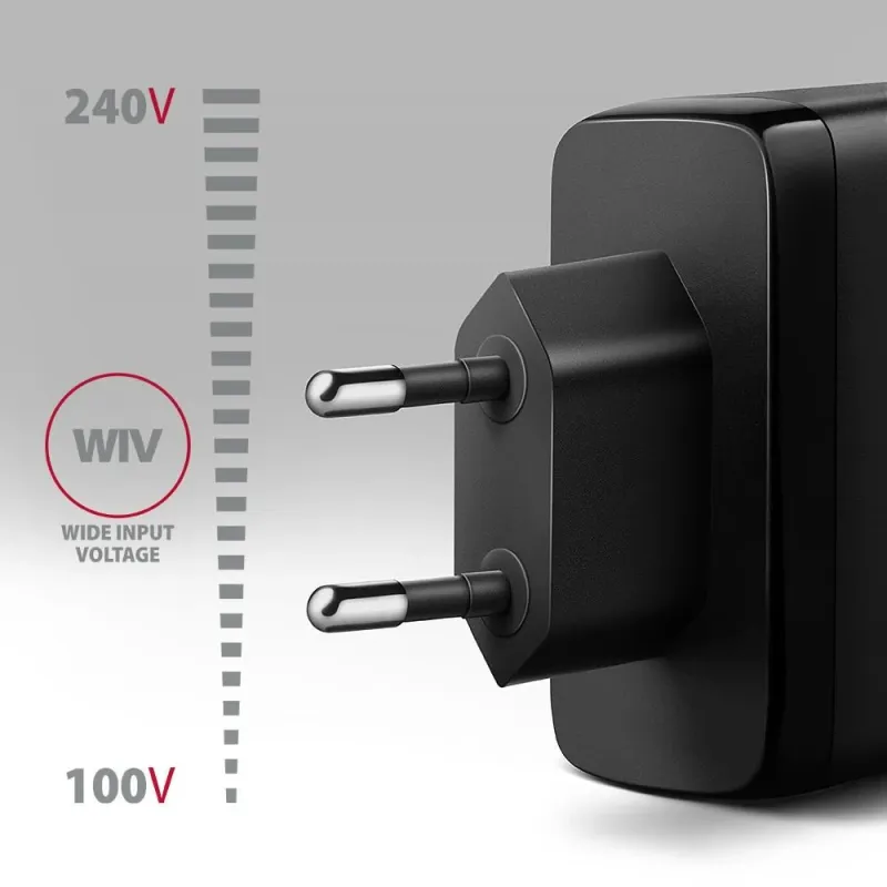 AXAGON GaN wallcharger, 3x port ,USB-A + 2x USB-C,, PD3.0-PPS-QC4+-SFC2.0-AFC-SCP-FCP-Apple, 100W - ACU-DPQ100