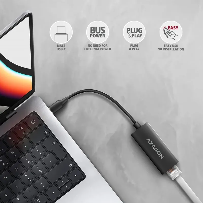 Net adapter usb-c 1gb-ade-arc axagon
