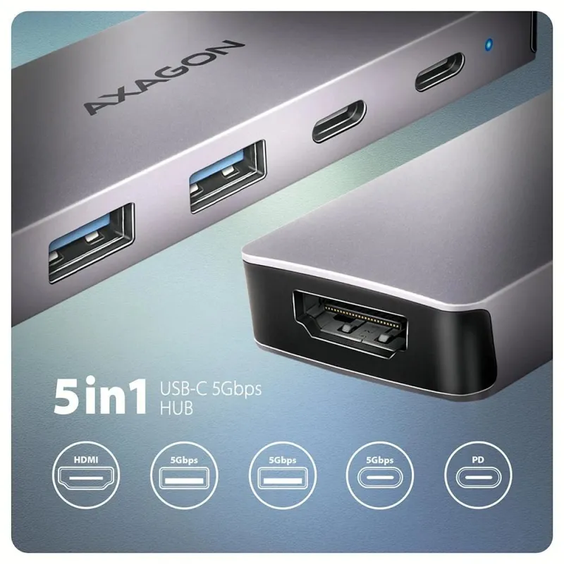 I-o hub usb-c 5in1-0.15m hmc-5h60 axagon