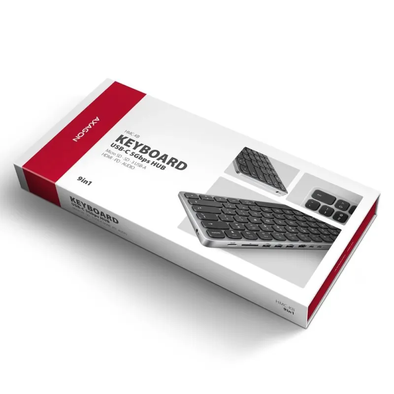 Keyboard + i-o hub 9in1-0.6m hmc-kb-us axagon