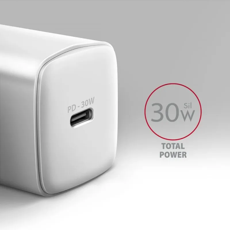 Mobile charger wall usb-c 30w-1port white acu-pd30w axagon