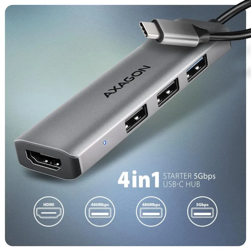 I-o hub usb-c 4in1-0.15m hmc-h3a axagon