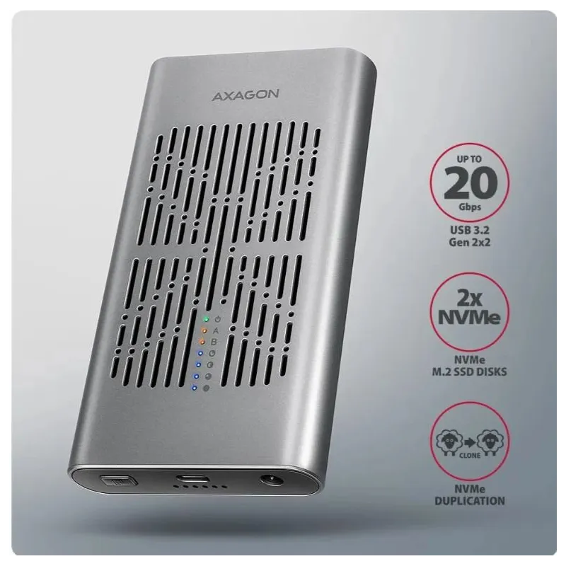 Ssd acc enclosure m.2 nvme-usb-c eem2-20gd axagon