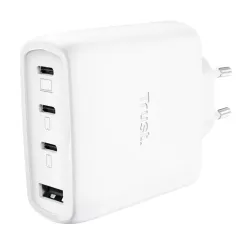 Mobile charger wall maxo 65w-4-port gan white 26068 trust