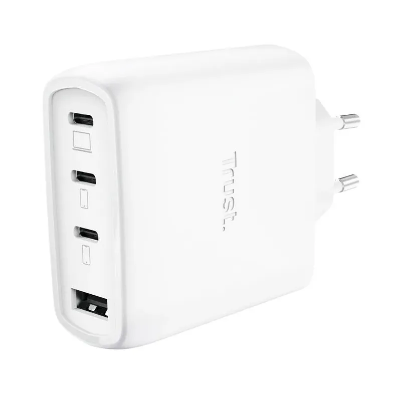 Mobile charger wall maxo 65w-4-port gan white 26068 trust