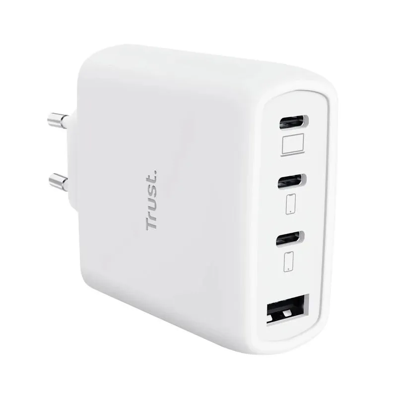 Mobile charger wall maxo 65w-4-port gan white 26068 trust