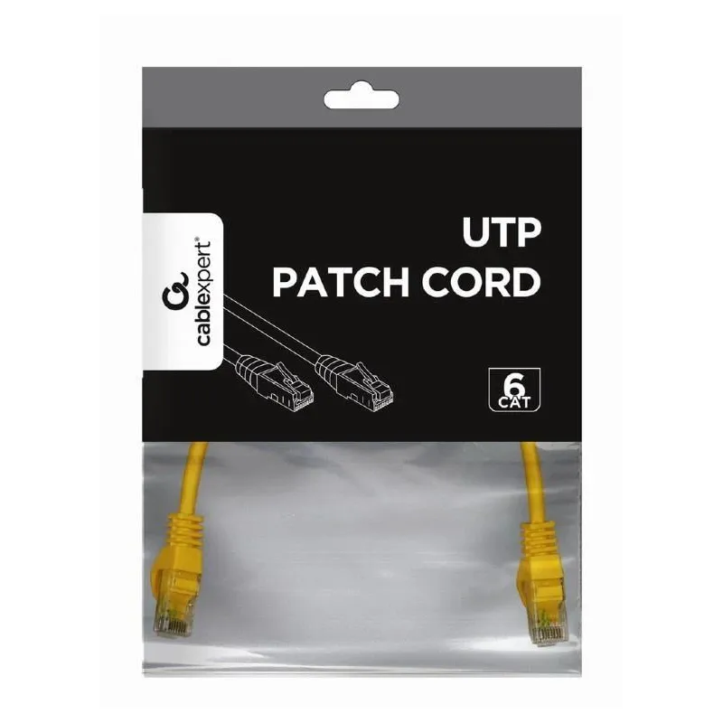 Patch cable cat6 utp 0.25m-yellow pp6u-0.25m-y gembird