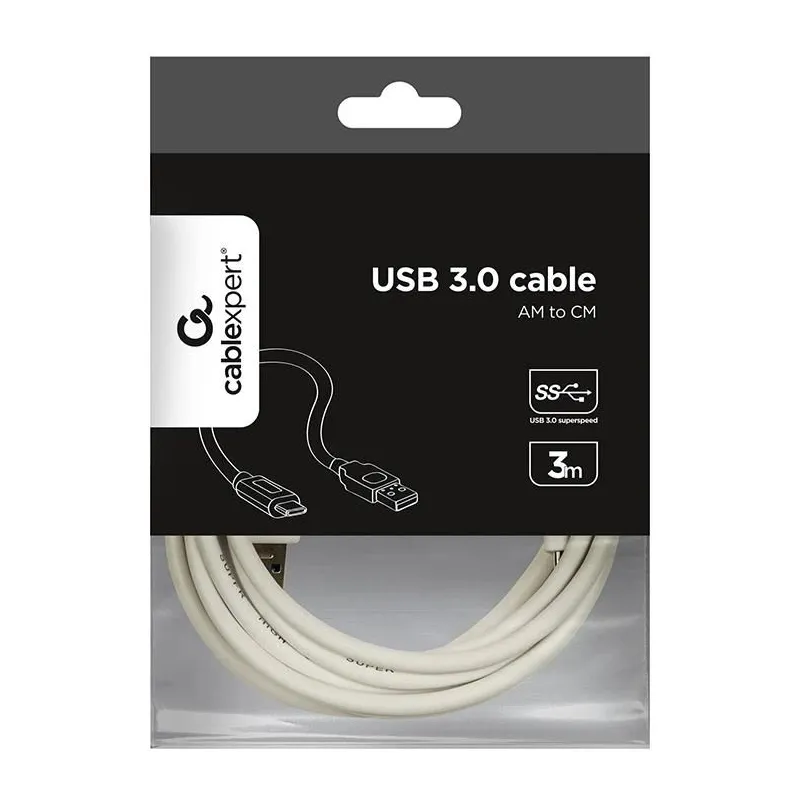 Cable usb-c to usb3 3m white-ccp-usb3-amcm-w-10 gembird