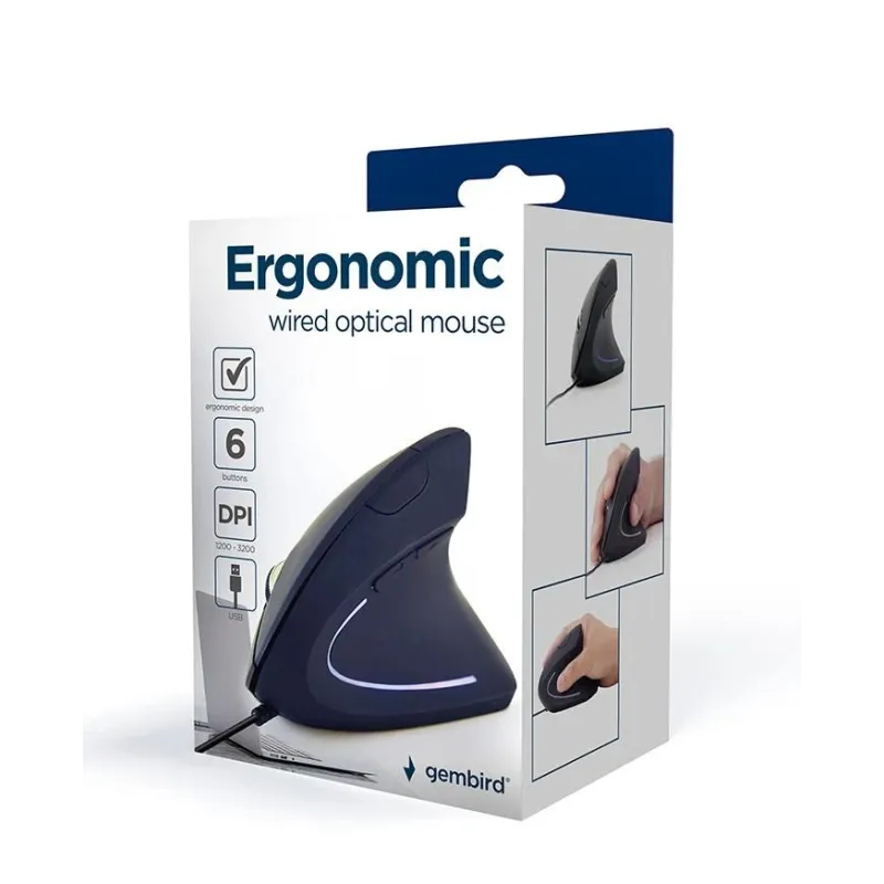 Mouse usb optical black-ergonomic mus-ergo-01 gembird